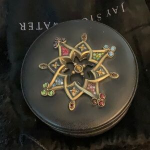 NEW RARE JAY STRONGWATER SCROLL BLACK LEATHER CRYSTAL JEWELRY TRINKET BOX